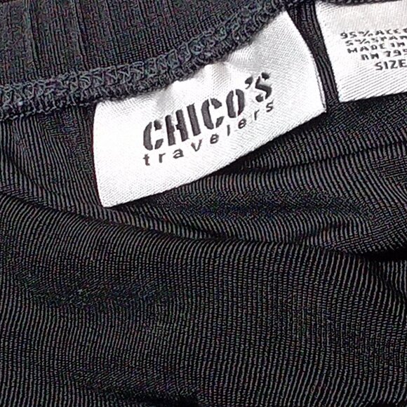 Vintage Chico's Travelers Midi Comfort Skirt Ribbed Stretch Sz-2 (M-8/10) Black - Picture 4 of 4